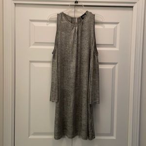 Cold shoulder sparkly silver dress